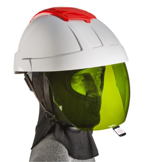 MAXISAFE HELMET E-MAN W/GREEN IR 7000 VISOR BALACLAVA & CHINSTRAP